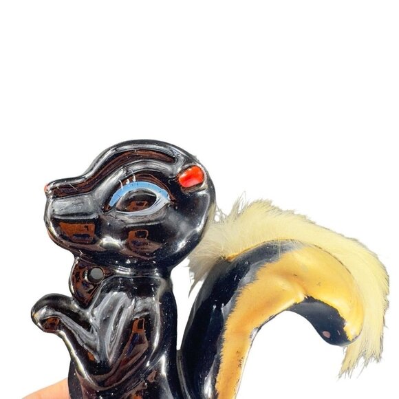 Vintage Red Ware Pottery Skunk Squirrel Figurine Hand Painted Japanese Figure - Picture 6 of 16